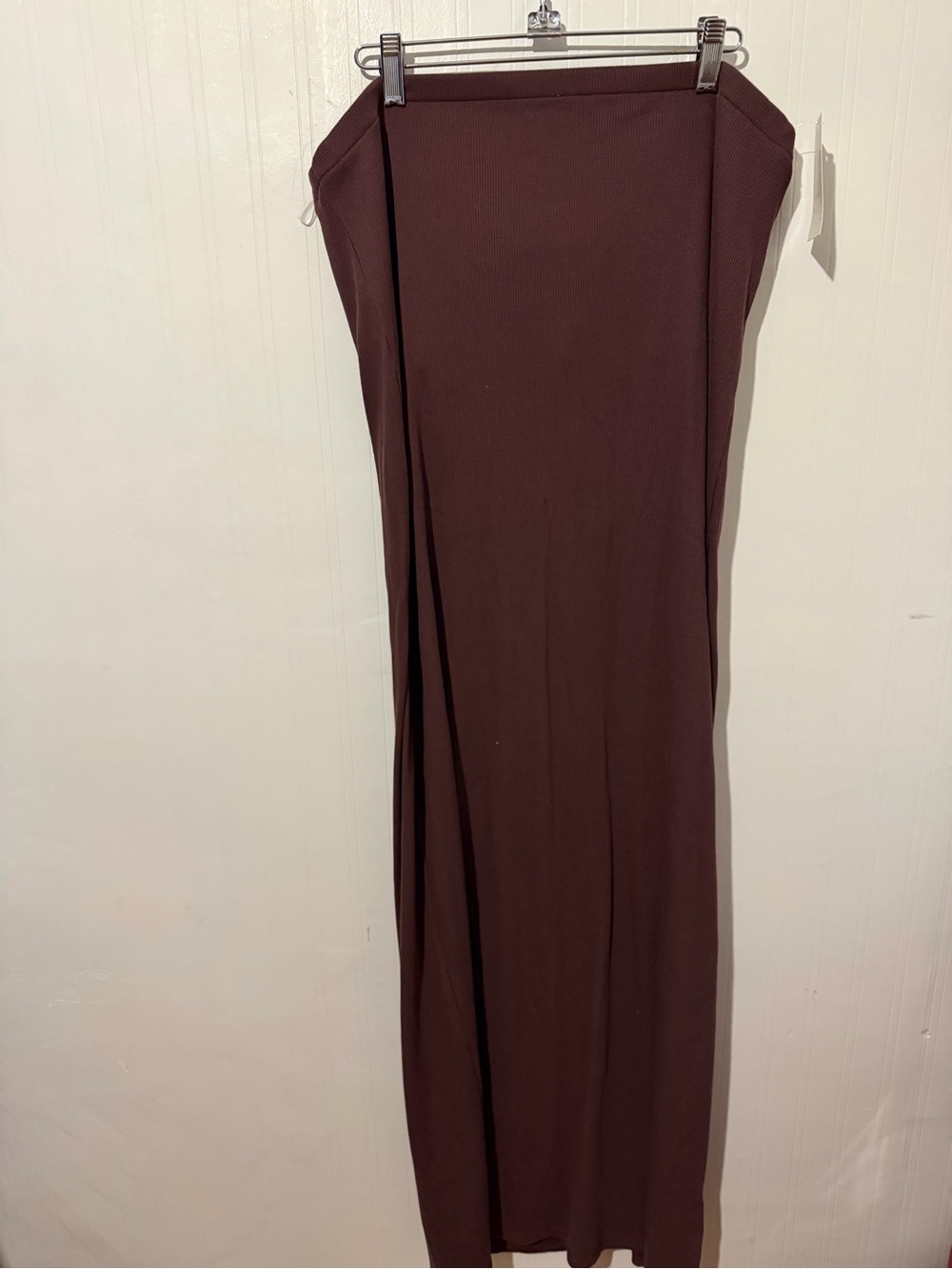 Simple Long Tube Dress Brown XL